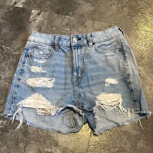Distressed Blue Denim Mom shorts